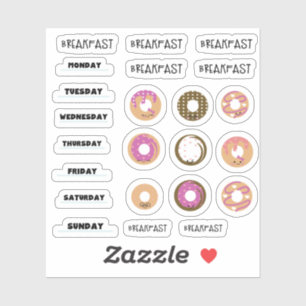 Adesivos de Planeamento de Pequeno-almoço Donut Ka