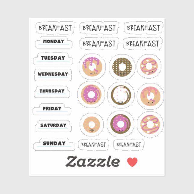 Adesivos de Planeamento de Pequeno-almoço Donut Ka (Folha)
