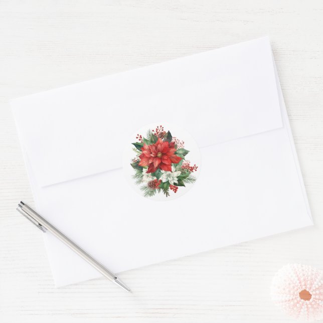 Adesivos de Poinsettia de Feriado (Envelope)