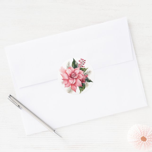 Adesivos de Poinsettia Rosa (Envelope)