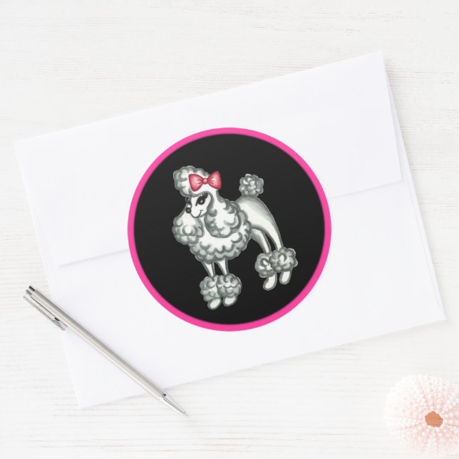 Adesivos de Poodle Francês Retrô (Envelope)
