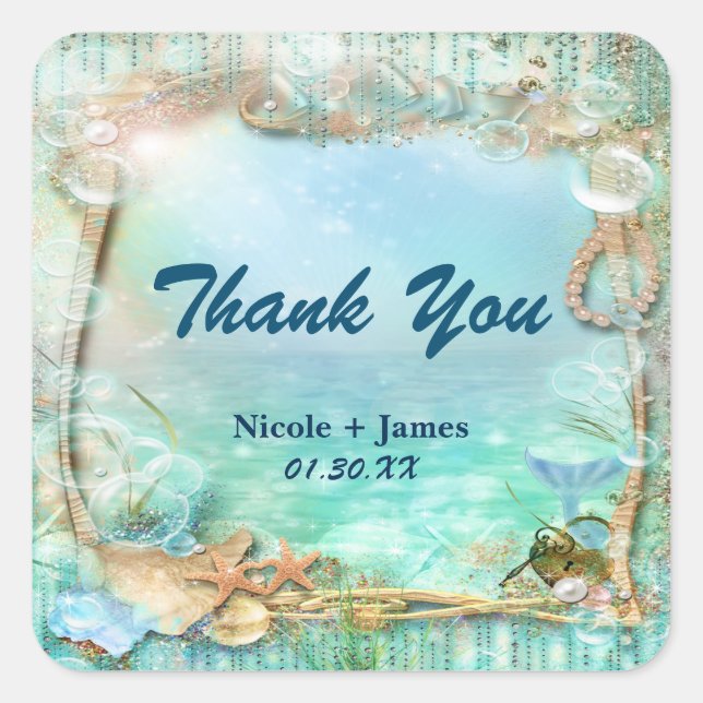 Adesivos de Praia Encantada Elegante Sob o Mar (Frente)