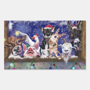 Adesivos de Presente de Natal de Animais de Fazend