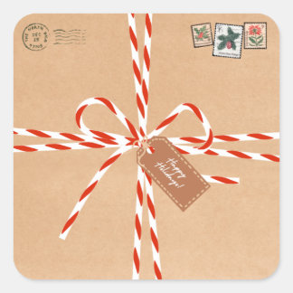Adesivos de Presente Rústicos - Bengalas de Natal
