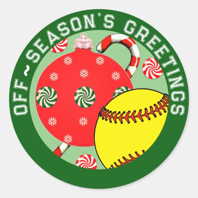 Adesivos de presentes de Natal de Softball (Frente)