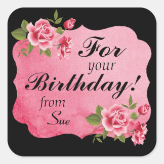 Adesivos de presentes personalizados de Rosa elega