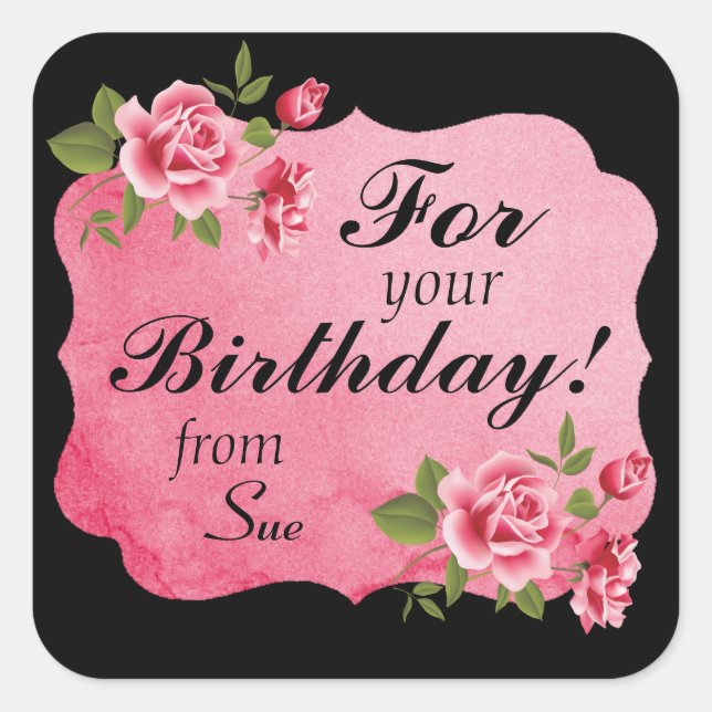 Adesivos de presentes personalizados de Rosa elega (Frente)