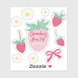Adesivos de Primeiro Aniversário Morango Berry