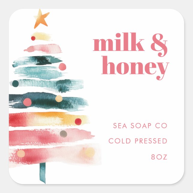Adesivos de produtos de Natal vibrantes (Frente)