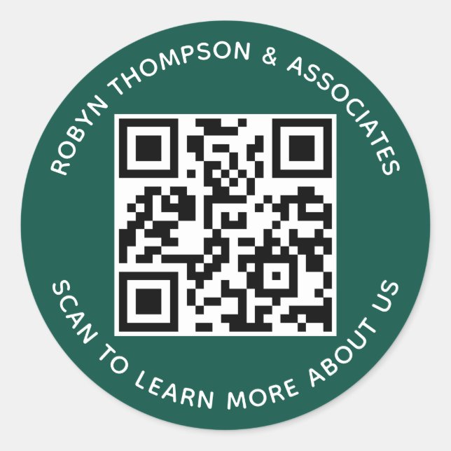 Adesivos de QR Code Verde Personalizados Nome da E (Frente)
