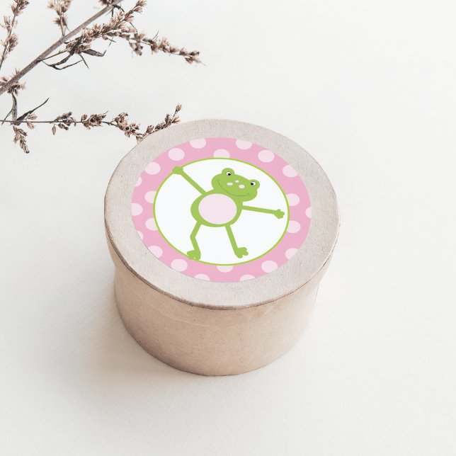Adesivos de Rã Saltitante em Favor Rosa (Leap Frog Favor Sticker in Pink)