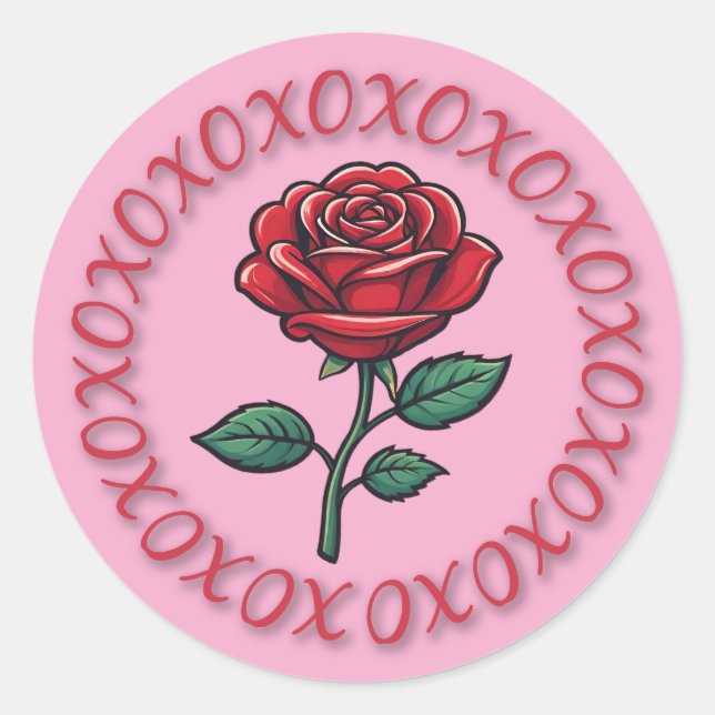 Adesivos de Rosa de Amor XOXO (Frente)