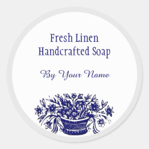 Adesivos de sabão de flores brancas azuis