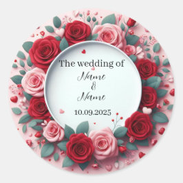 Adesivos de sabor para casamento com rosas vermelh
