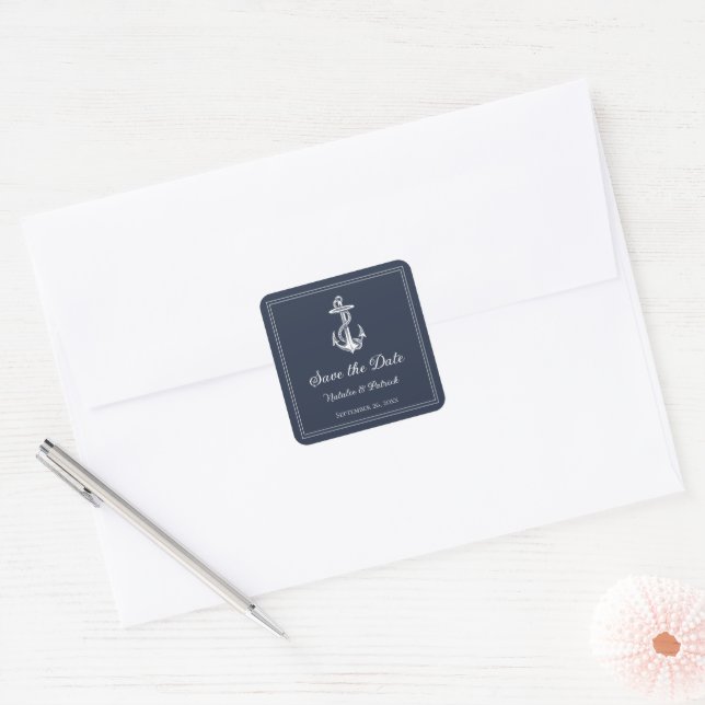 Adesivos de Salvar a Data com Âncora Náutica da Ma (Envelope)