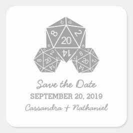 Adesivos de Salvar a Data em Cinza para D20