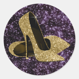 Adesivos de Sapato de Salto Alto Roxo e Dourado