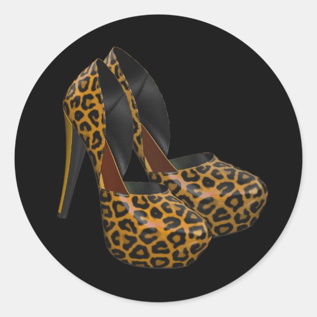 Adesivos de Sapato Preto Dourado de Leopardo de Sa (Frente)