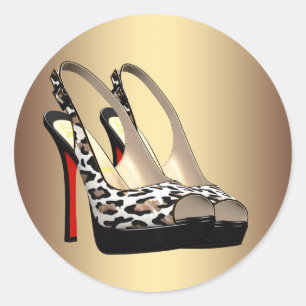 Adesivos de Sapato Preto Dourado de Leopardo de Sa