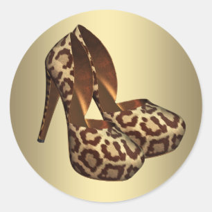 Adesivos de Sapato Preto Dourado de Leopardo de Sa