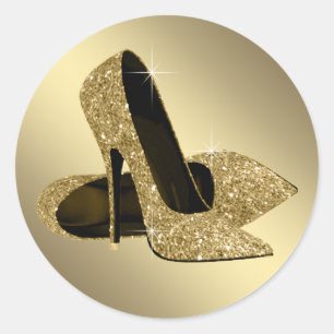 Adesivos de Sapato Preto Dourado de Salto Alto