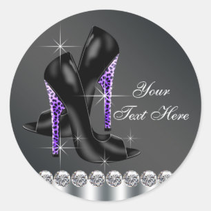 Adesivos de Sapato Preto e Roxo Elegante de Salto 