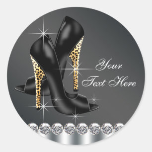 Adesivos de Sapato Preto Elegante de Leopardo de S