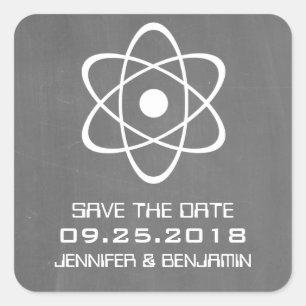 Adesivos de Save the Date Atômico em Quadro Negro 