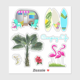 Adesivos de Scrapbook em Forma de Acampamento Trop
