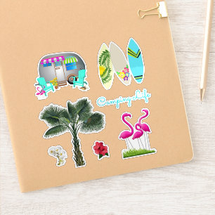 Adesivos de Scrapbook em Forma de Acampamento Trop
