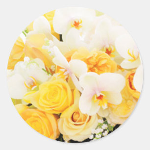 Adesivos de selagem de envelope florido amarelo e