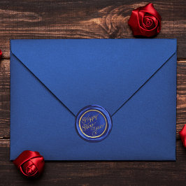 Adesivos de selo de cera Navy Blue & Gold Feliz An