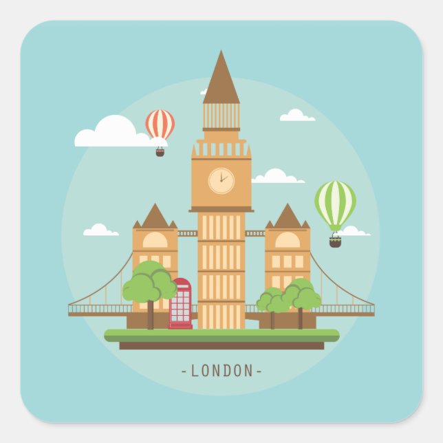 Adesivos de Selos de Londres Inglaterra Pontos Tur (Frente)