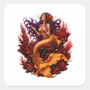 Adesivos de Sereia Cantora Sirene Dourada Encantad
