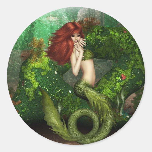 Adesivos de Sereia de Cabelo Vermelho (Frente)
