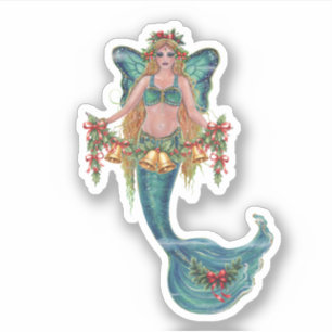 Adesivos de sereia de Natal por Renee Lavoie