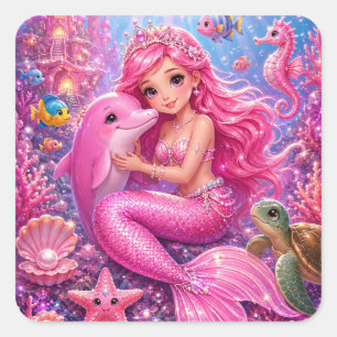 Adesivos de Sereia Rosa Mágica da Princesa Rosabel