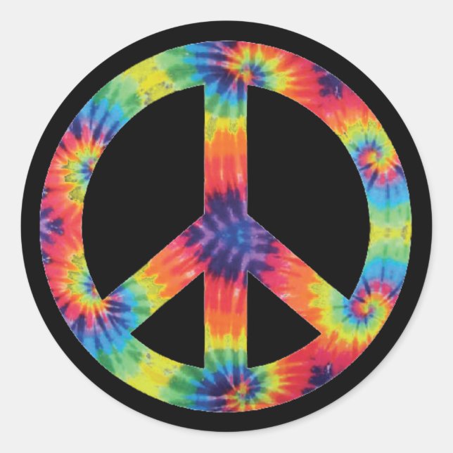 Adesivos de Sinal de Paz - Design Hippie Arco-íris (Frente)
