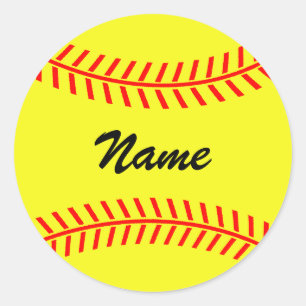 Adesivos de softball amarelo personalizados