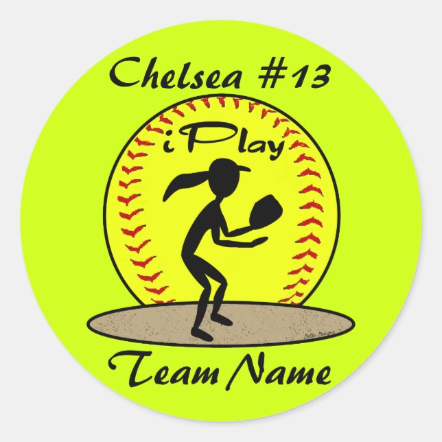 Adesivos de Softball em inclinação longitudinal (Frente)
