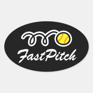 Adesivos de softball Fastpitch   Formato oval