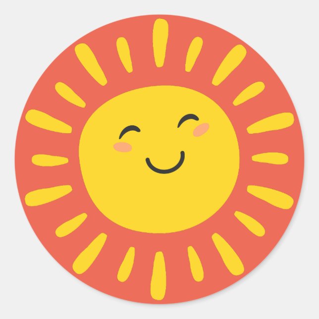 Adesivos de Sol Sorridente Amarelo Laranja (Frente)