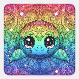 Adesivos de tartaruga arco-íris feliz