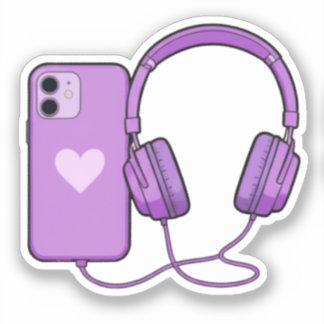 Adesivos de telefone e fone de ouvido fofos e ador