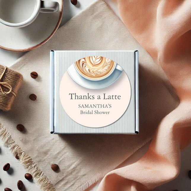 Adesivos de Tema Chá de Noiva de Café (Coffee bridal shower favor stickers thanks a latte )