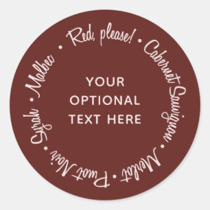 Adesivos de texto personalizados do Red Wines