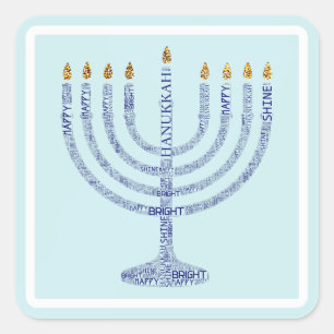 Adesivos de Tipografia Hanukkah Menorah