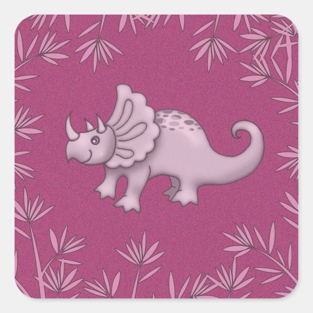 Adesivos de Triceratops Rosa Fofo (Frente)