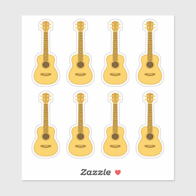 Adesivos de Ukulele Fofos (Folha)