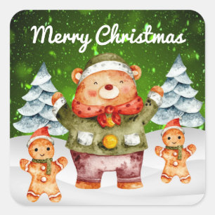 Adesivos de Ursinho de Natal Biscoitos de Gengibre